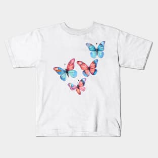 Colorful Monarch Butterfly Pattern in Watercolor Kids T-Shirt
